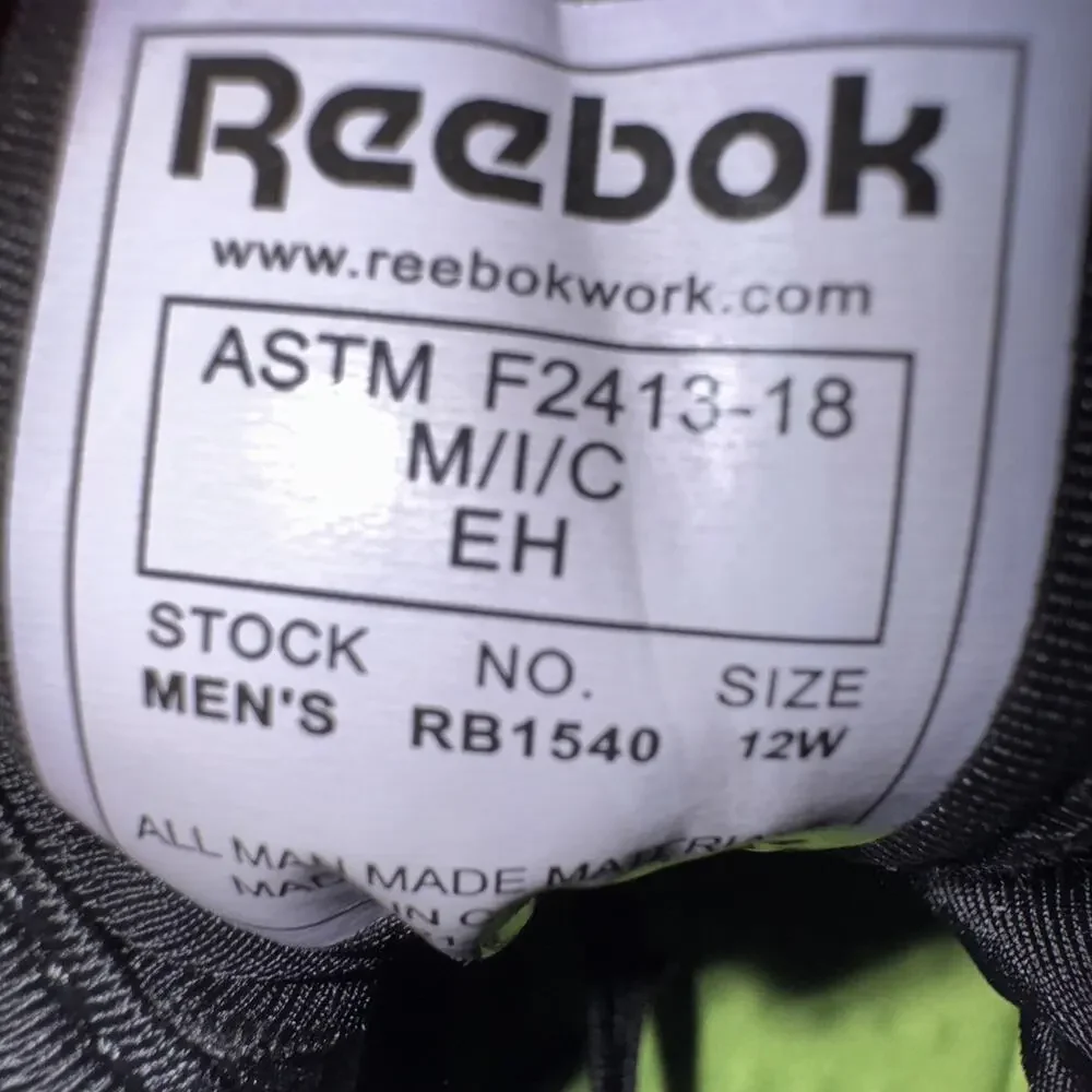Reebok Day One Safety Sublite Legend EH Comp Toe Black/Blue Mens 12 Wide